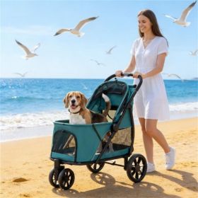 Pet stroller, dog stroller, easy to carry, dark green Pet stroller, dog stroller, easy to carry, dark green